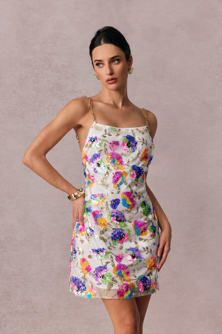 Fanny besticktes Pailletten-Rückenfreies Minikleid mit Metallschnur 10