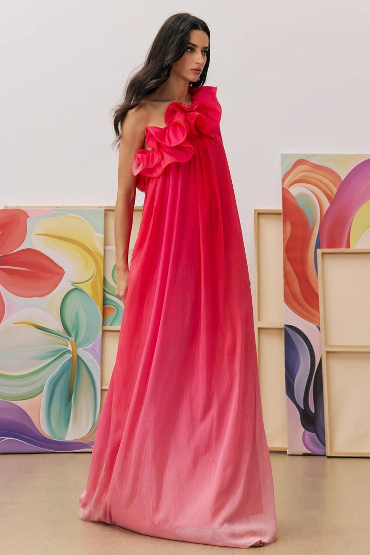Fiona One-Shoulder Gradient Maxikleid – Seitenansicht