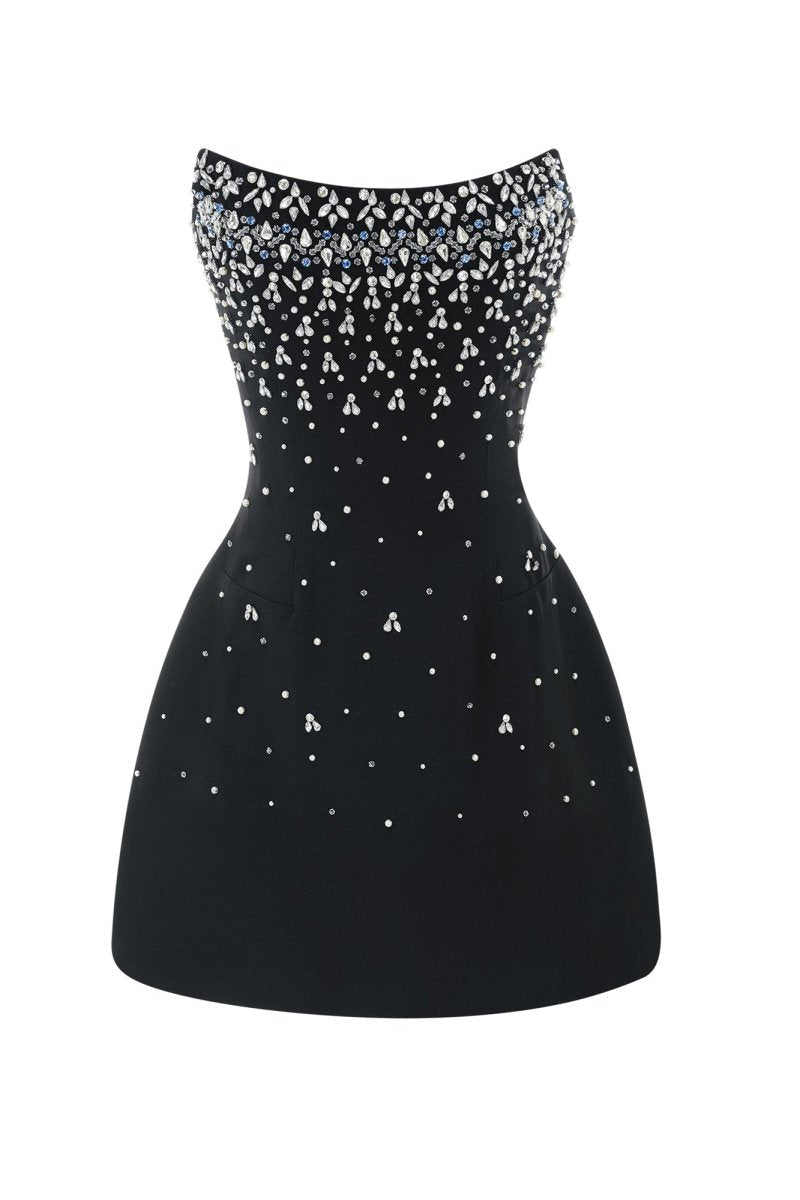 Frances Kristallverziertes Ärmelloses Minikleid Detail Ansicht - KYMA