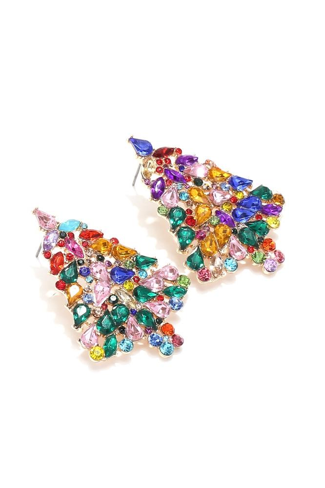 Funkelnde Weihnachtsbaum-Ohrstecker mit Strass - KYMA