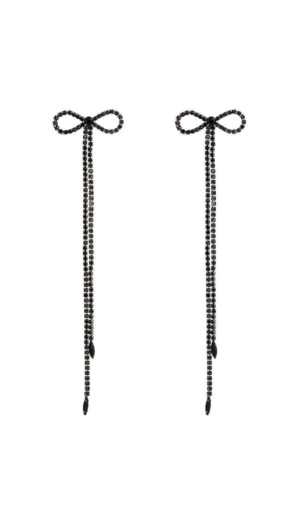 Diamante Bowknot Quasten-Ohrringe - KYMA - Detailansicht Schleife und Quasten