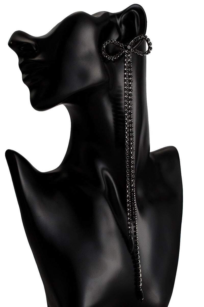 Diamante Bowknot Quasten-Ohrringe - KYMA - Tragebild seitlich