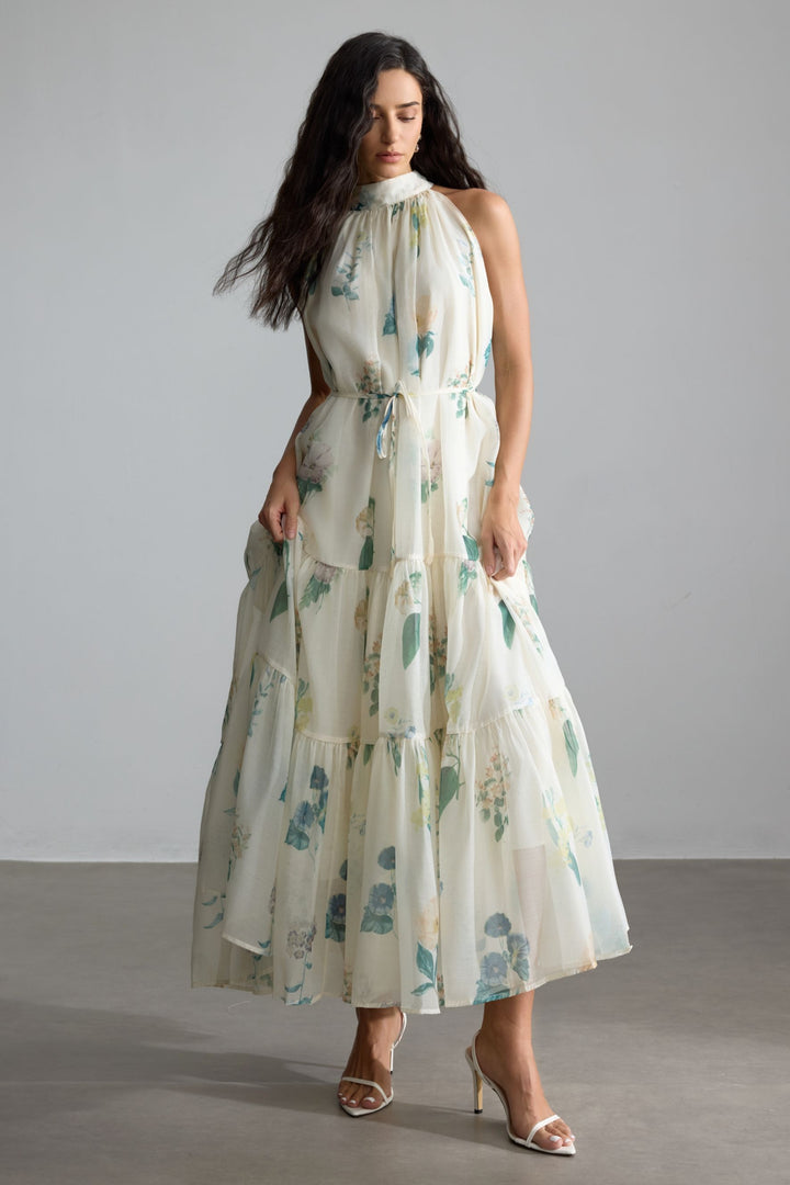 Harley Maxikleid mit Blumenmuster und Neckholder
