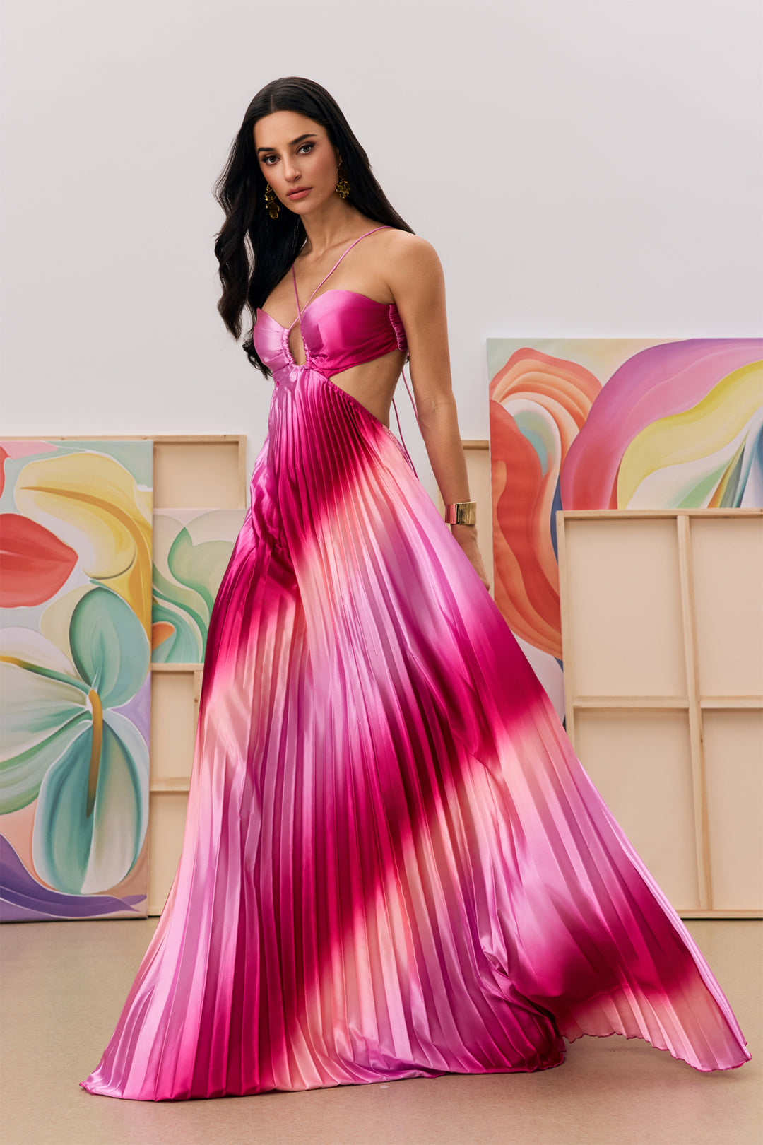 Hayley Ombre Maxikleid mit Cut-out und Neckholder - KYMA
