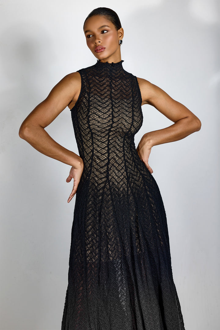 Janet ärmelloses Maxikleid mit hohem Kragen - KYMA