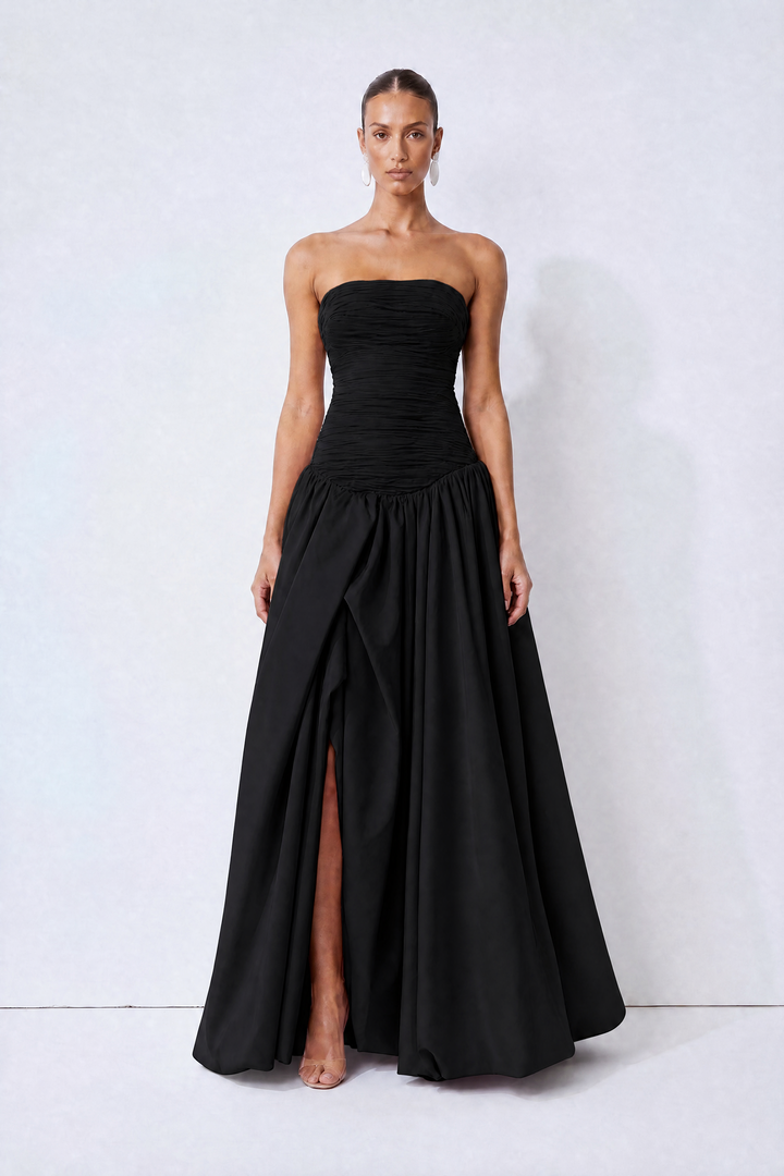 Juliana florales Maxikleid mit Bubble-Saum – KYMA