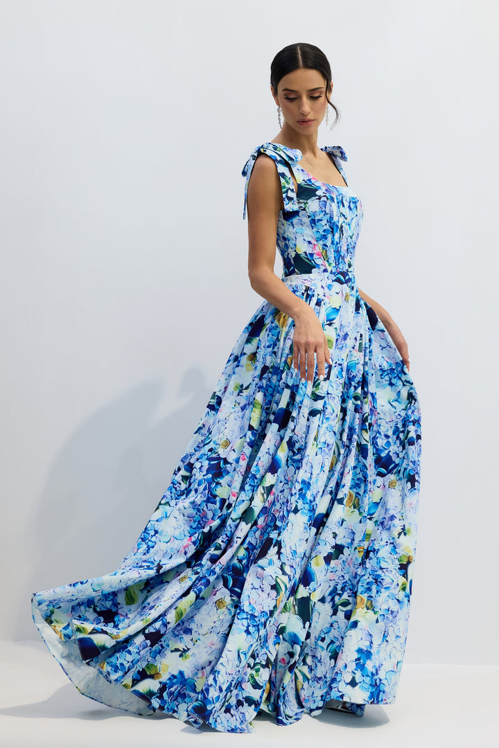 Kacey Maxikleid mit Hortensien-Print Detail - KYMA