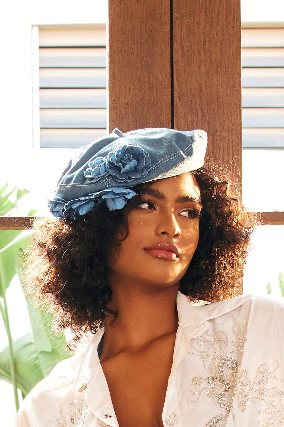 Camellia Denim Barett Mütze Rückansicht - KYMA