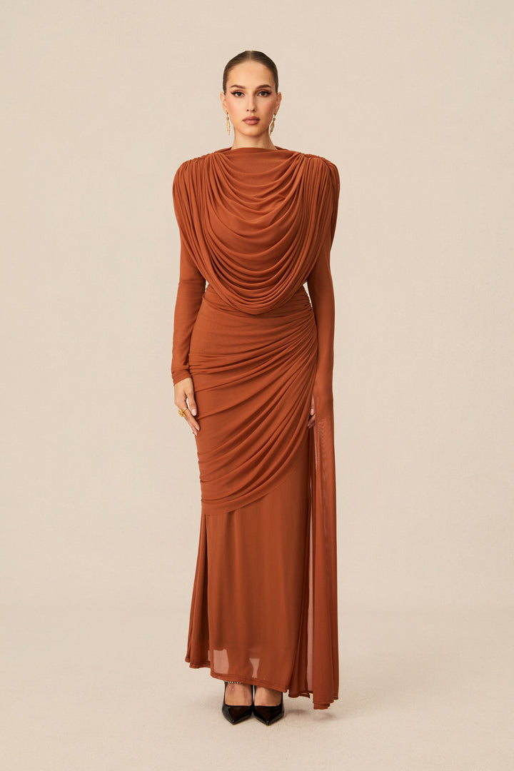 Katrina Cowneck Langarm Maxikleid - KYMA