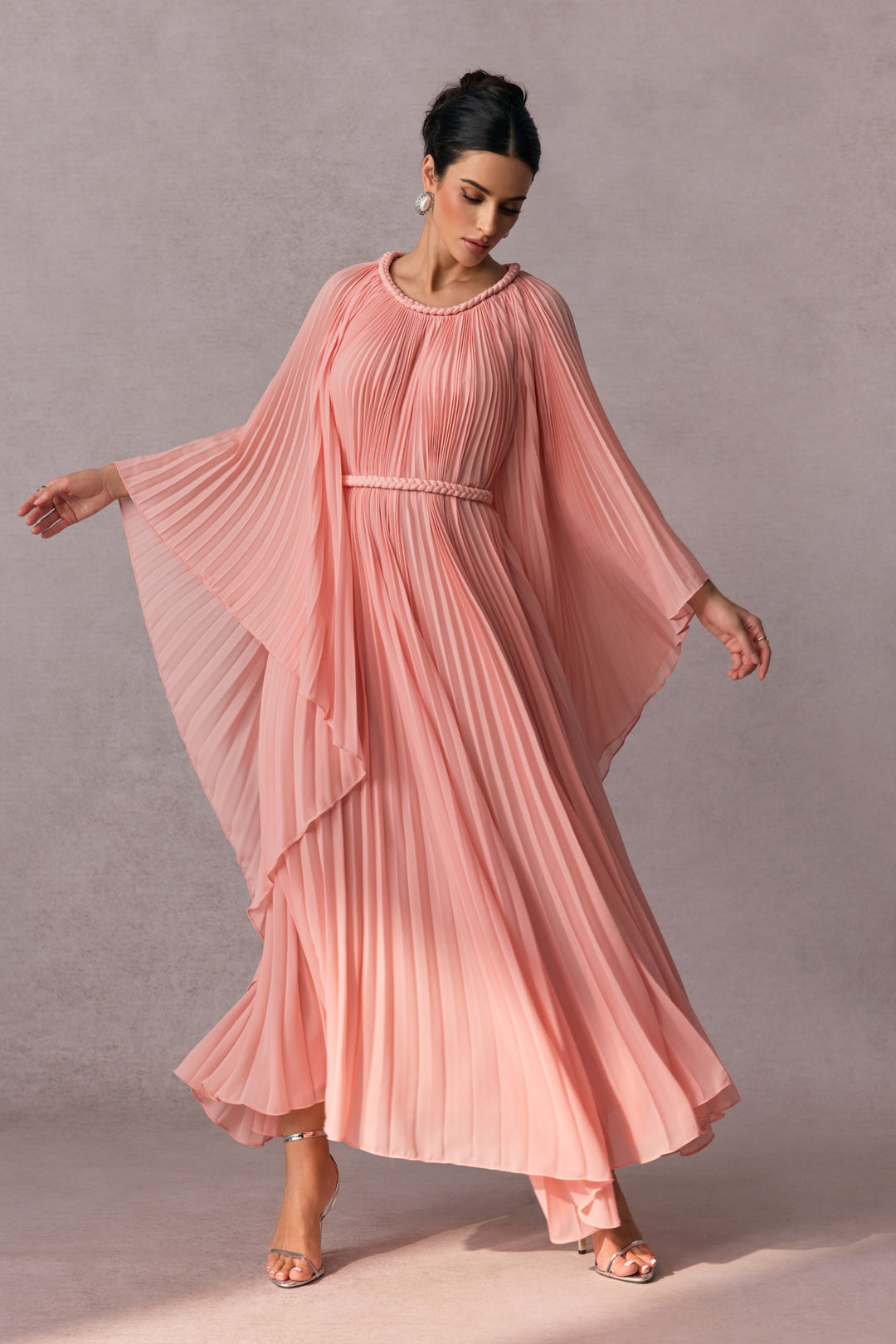 Laura Fledermausärmel Plissiertes Maxikleid - KYMA