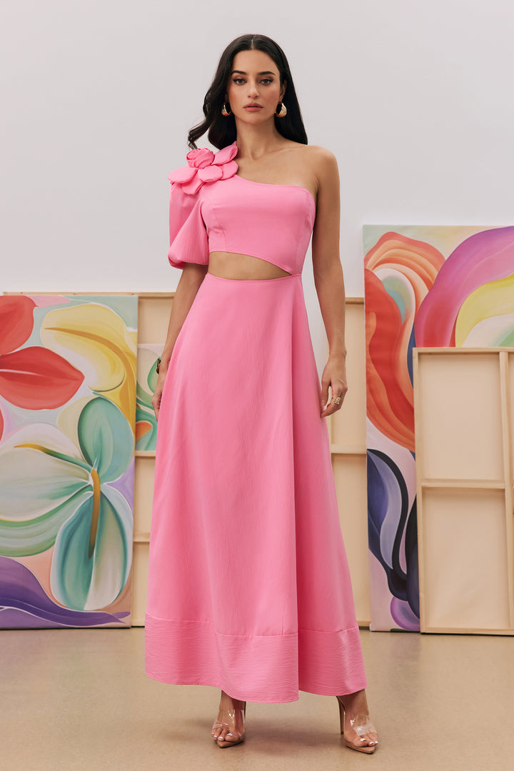 Lea Midikleid mit Blumen-Cut-Outs Vorderansicht - KYMA