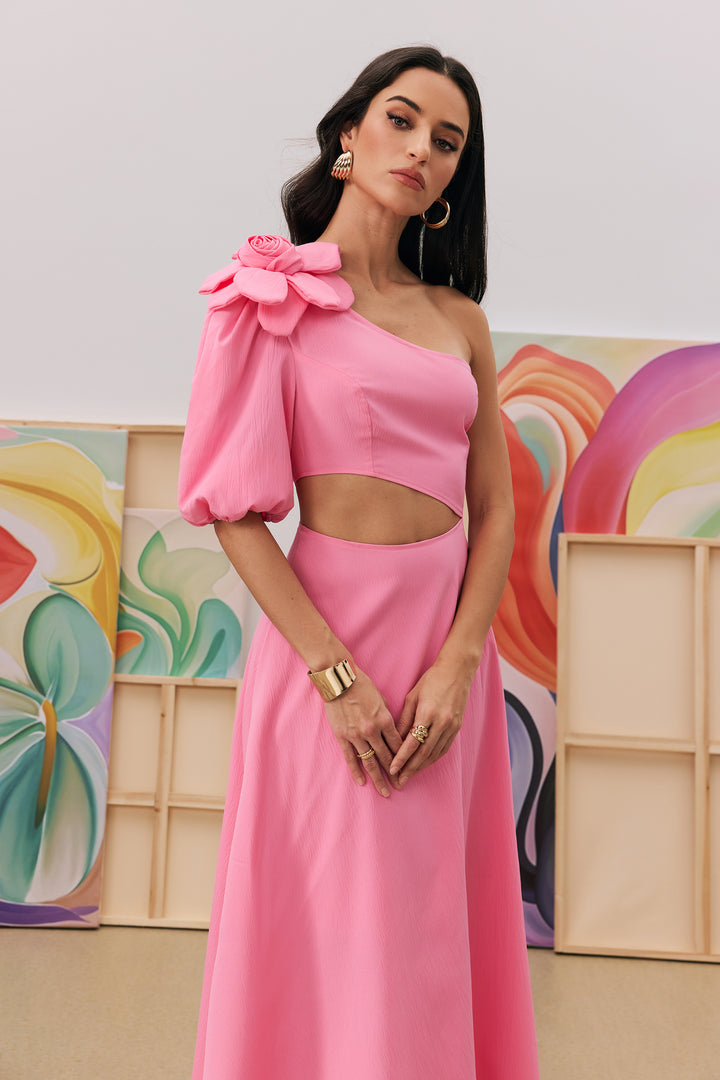 Detailaufnahme der 3D-Blumen am Lea Kleid - KYMA
