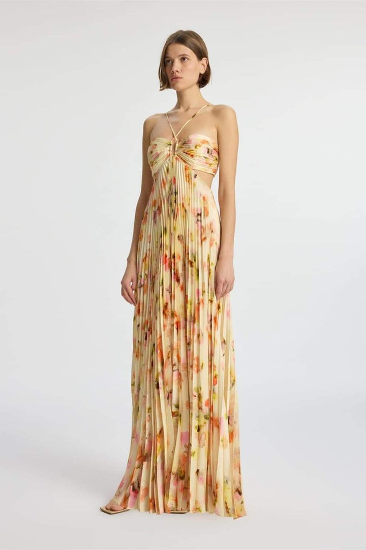 Leila figurbetontes Maxikleid mit Cut-Outs Damen - Stoffmuster - KYMA