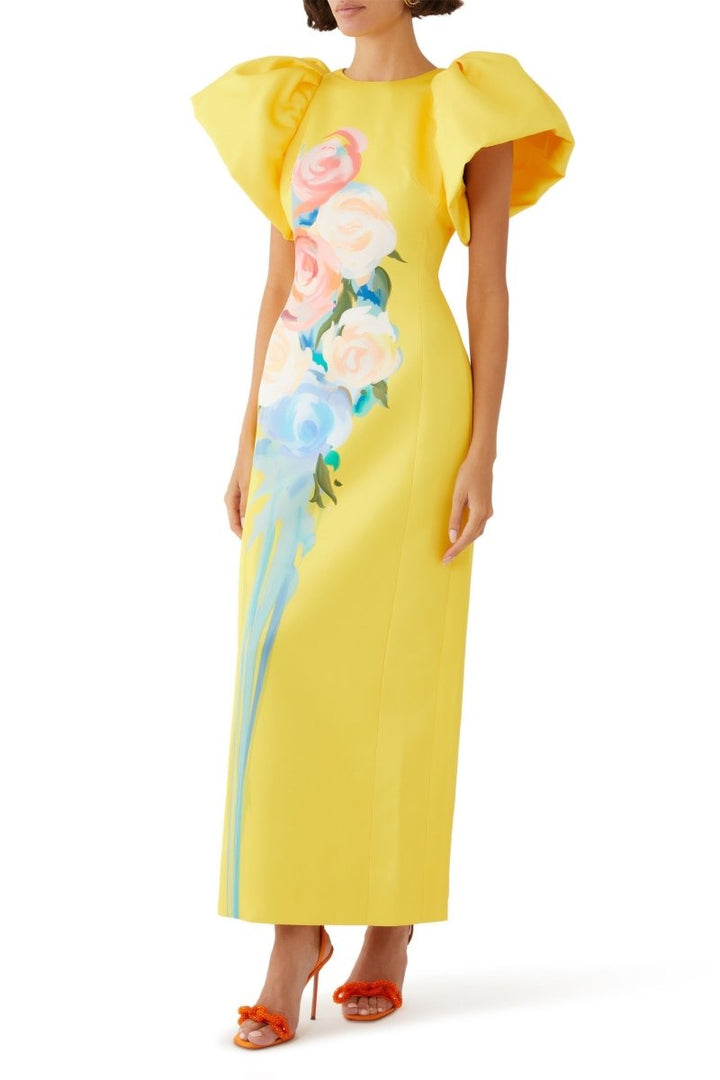 Lorraine elegantes geblümtes Maxikleid mit Schlitz für Damen – KYMA