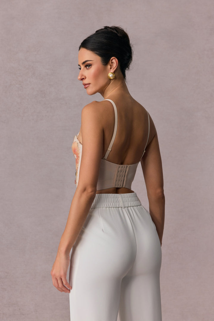Lynn Geblümtes Bustier-Top mit Perlen - KYMA