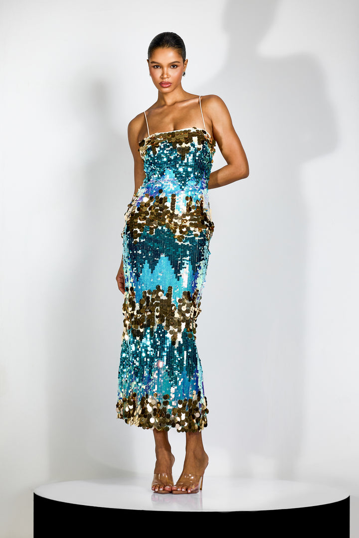 Moira Pailletten Cami Maxi-Kleid