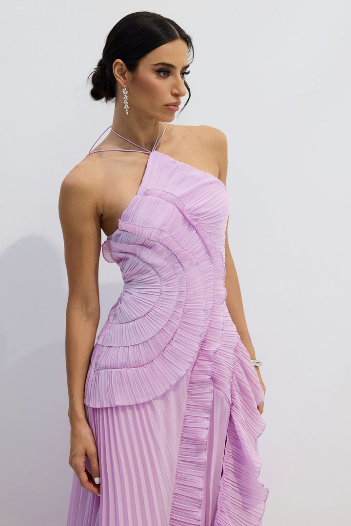 Nina Midikleid mit Chiffon-Stoff – Detailansicht - KYMA
