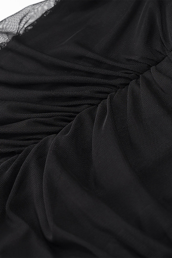 Nora Rüschen-Midi-Kleid aus gerafftem Mesh mit Accessoires - KYMA
