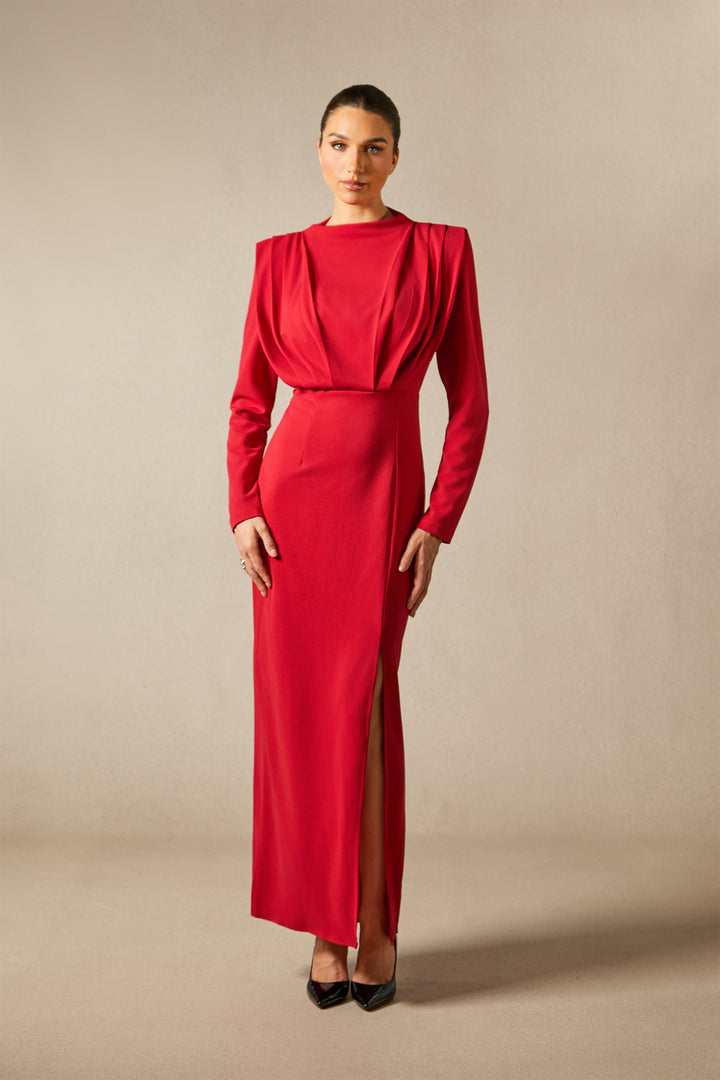 Novia Maxikleid mit langen Ärmeln und hohem Schlitz für Damen - KYMA
