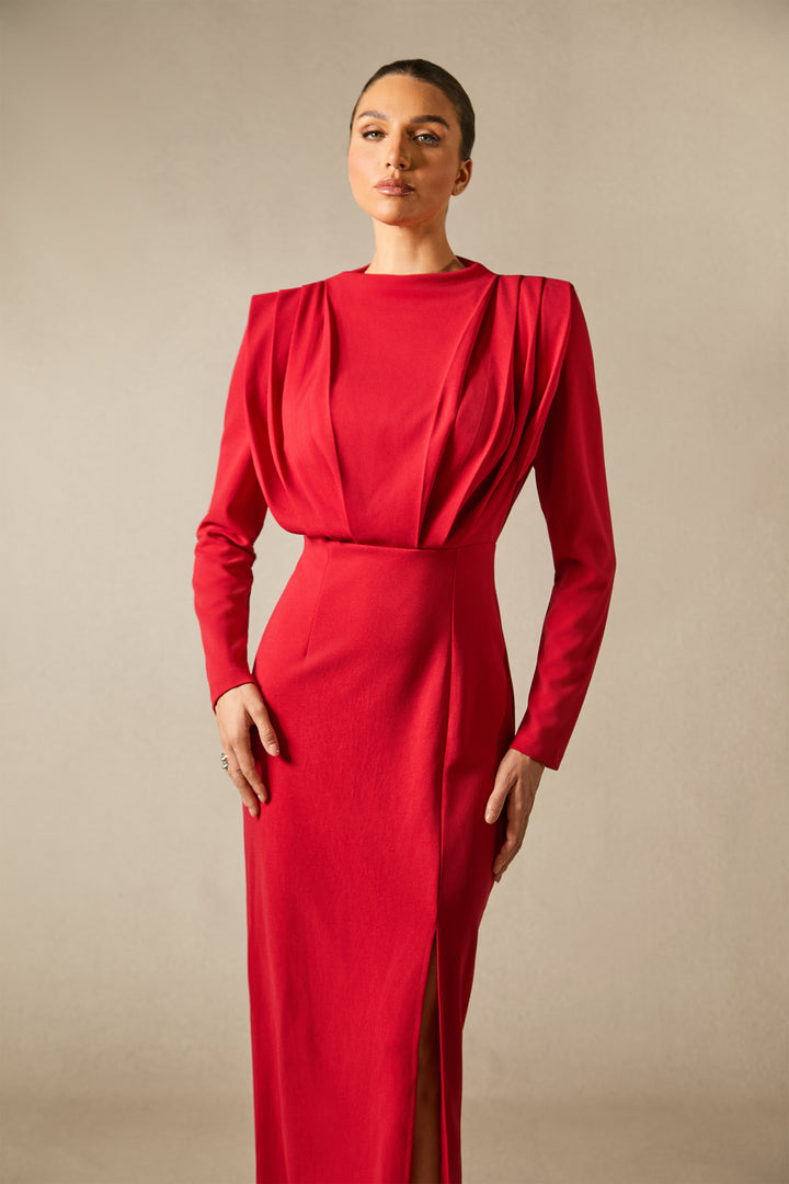 Rückenansicht des Novia Maxikleids mit Cut-out - KYMA