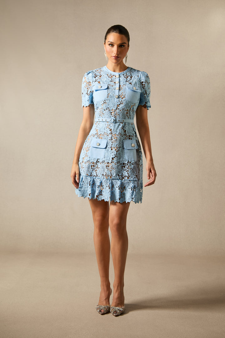 Renata Minikleid mit floraler Stickerei und Spitze Detail