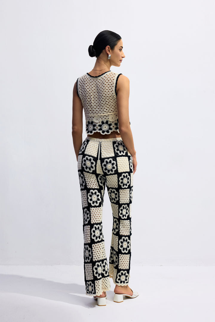 Salome Flower Crochet Sleeveless Top and Pants Set