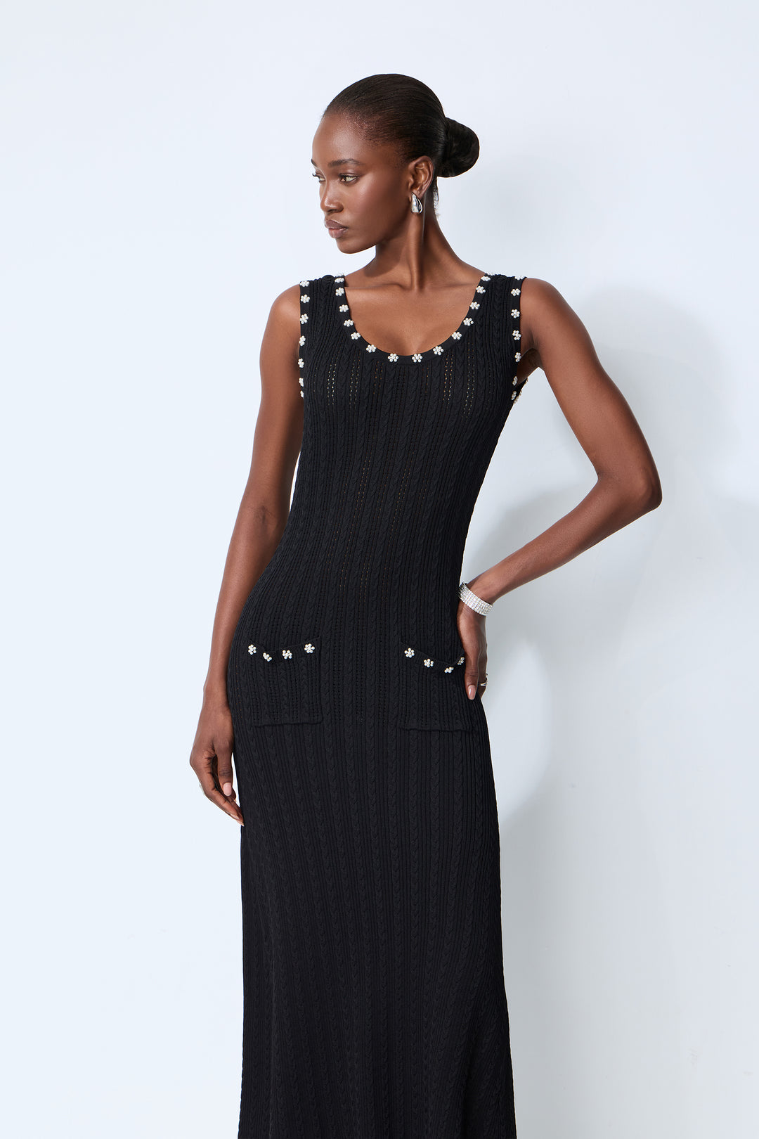 Schwarzes Maxikleid für Abendessen und Brunch - KYMA