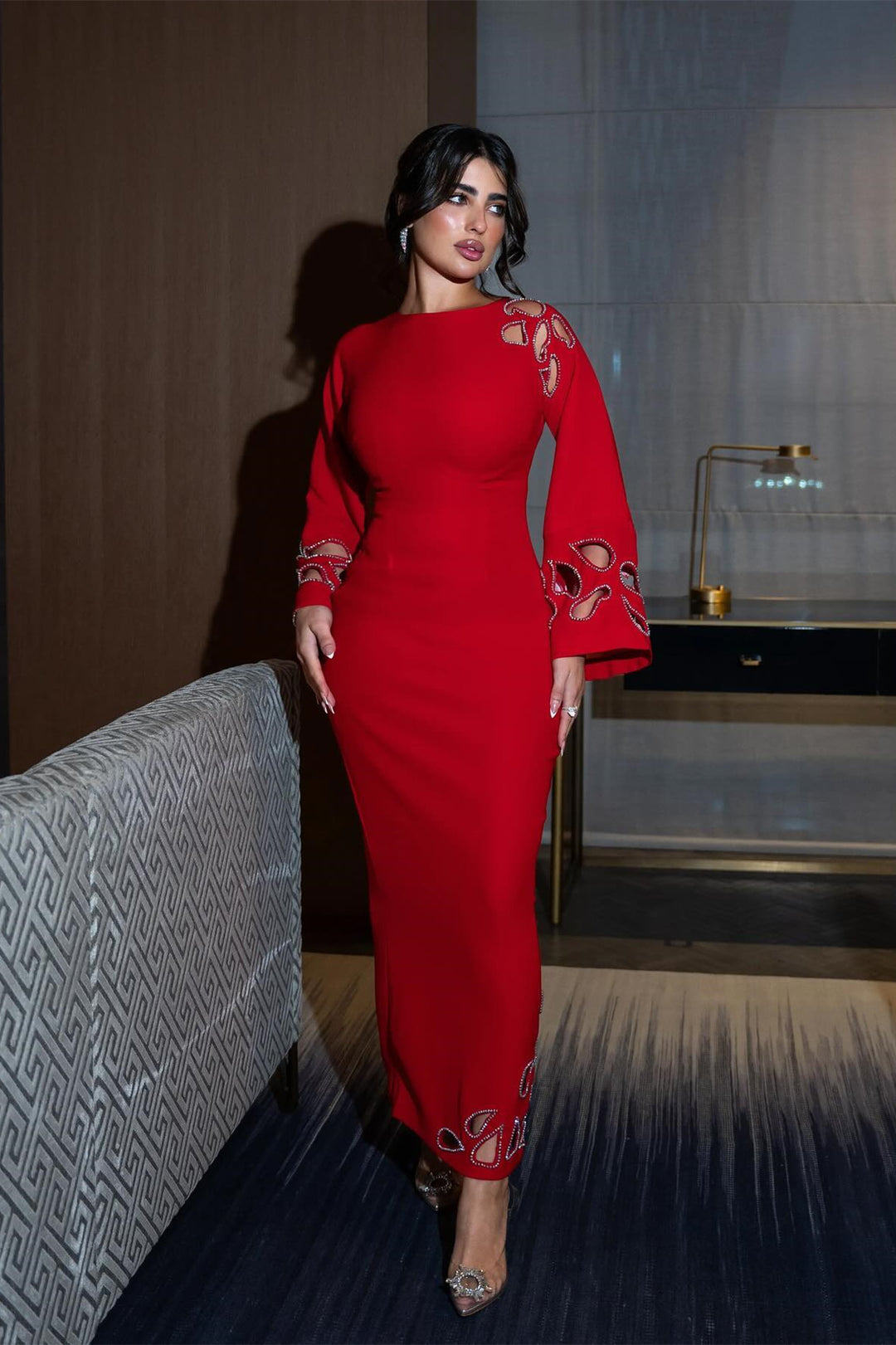 Sharon Langarm Maxikleid mit Cut-Out Vorderansicht