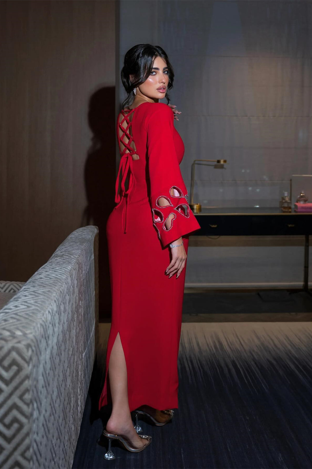 Sharon Langarm Maxikleid mit Cut-Out Rückansicht