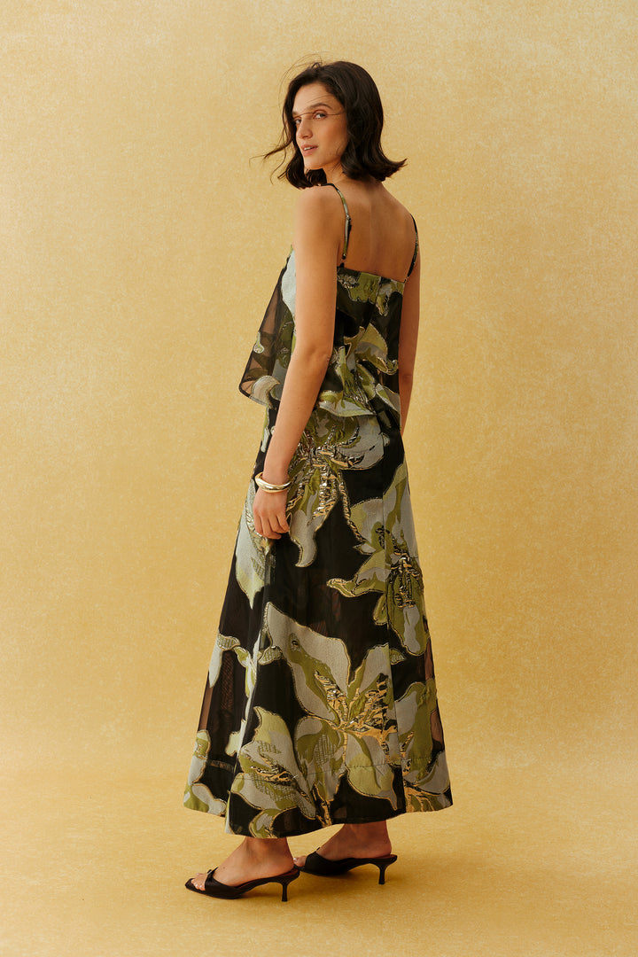 Detailansicht des Jacquard-Blumenprints - KYMA
