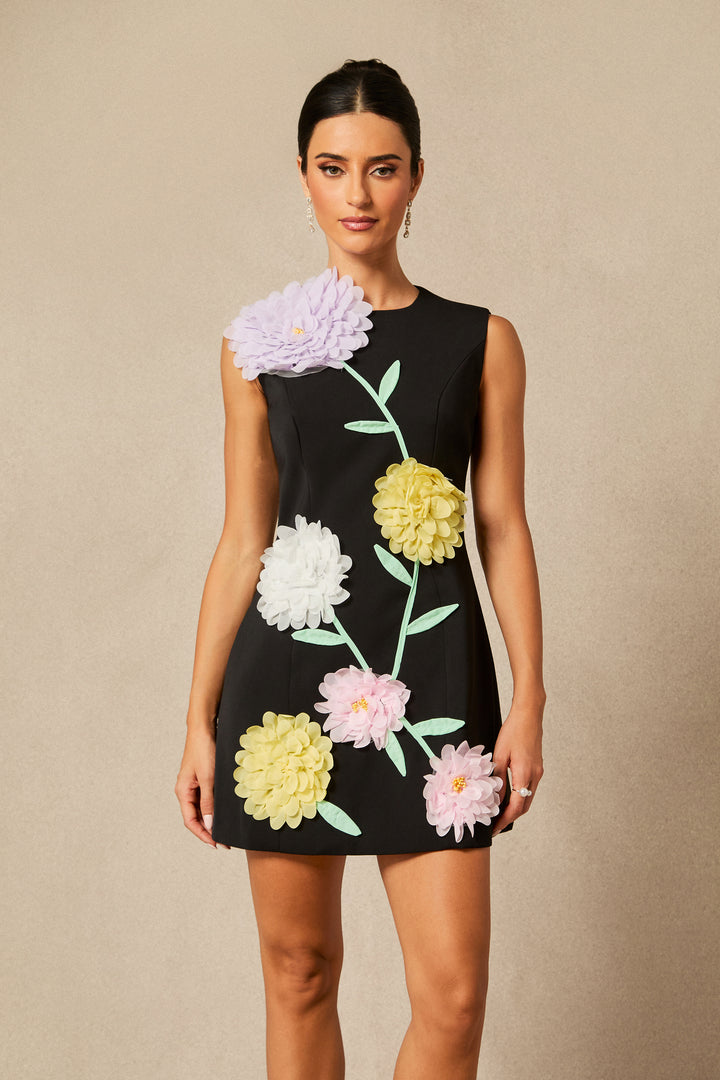 Sibyl ärmelloses Minikleid mit Blumenapplikationen - Muster - KYMA