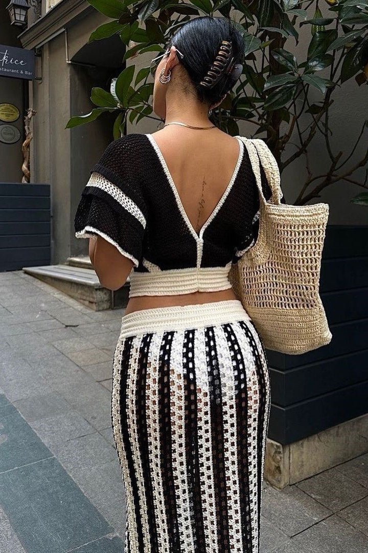 Sibyl feminines Streifen Strickset – KYMA