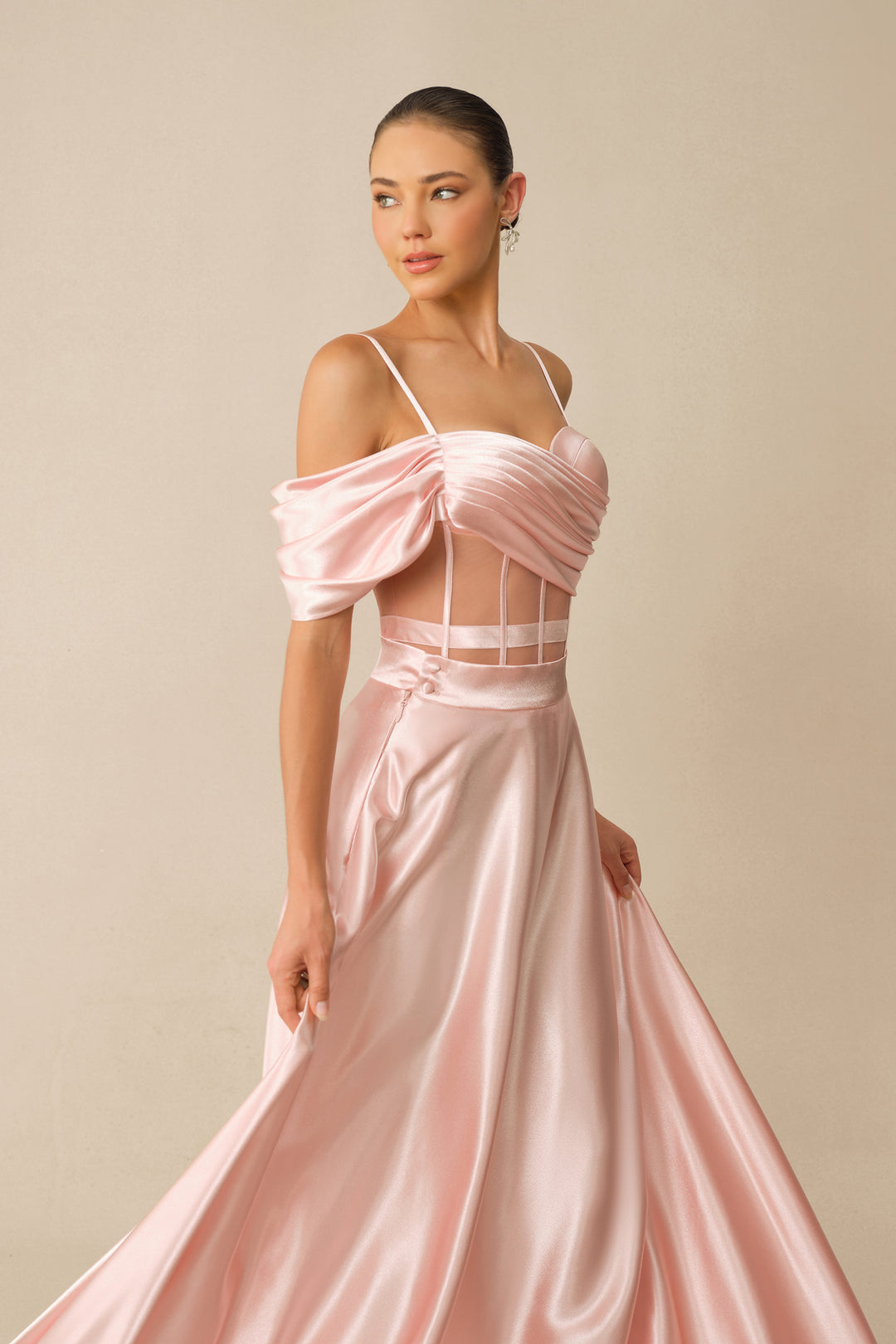 Side view of Satin Skirt with Zipper