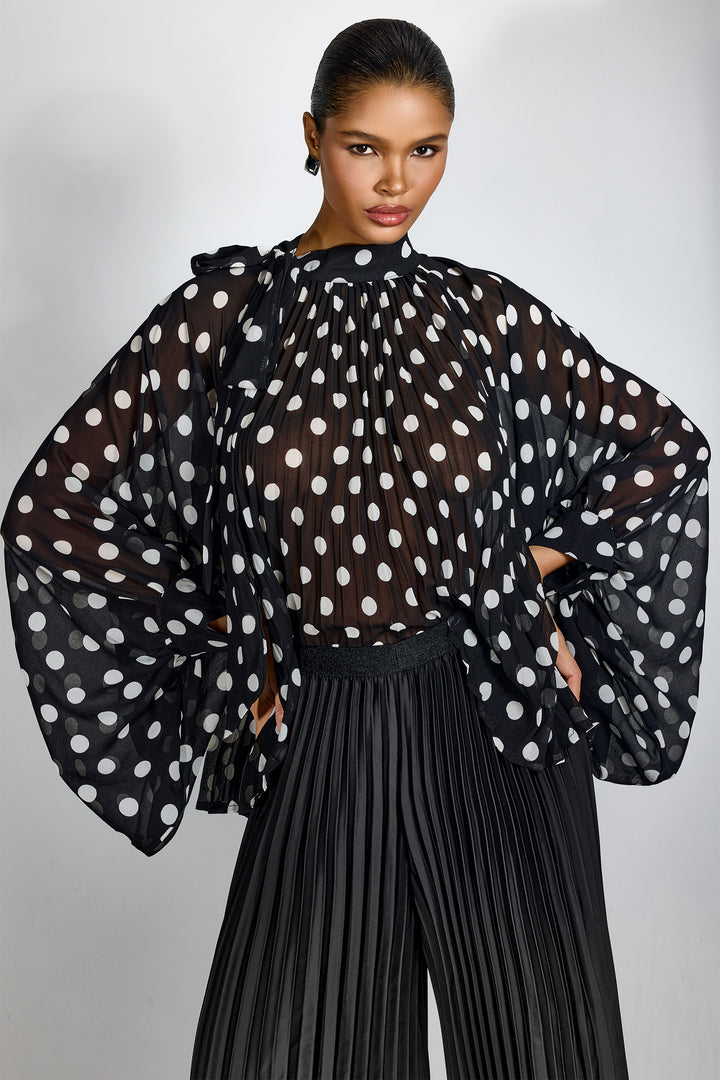 Vania Tupfen-Bluse aus transparentem Chiffon – KYMA
