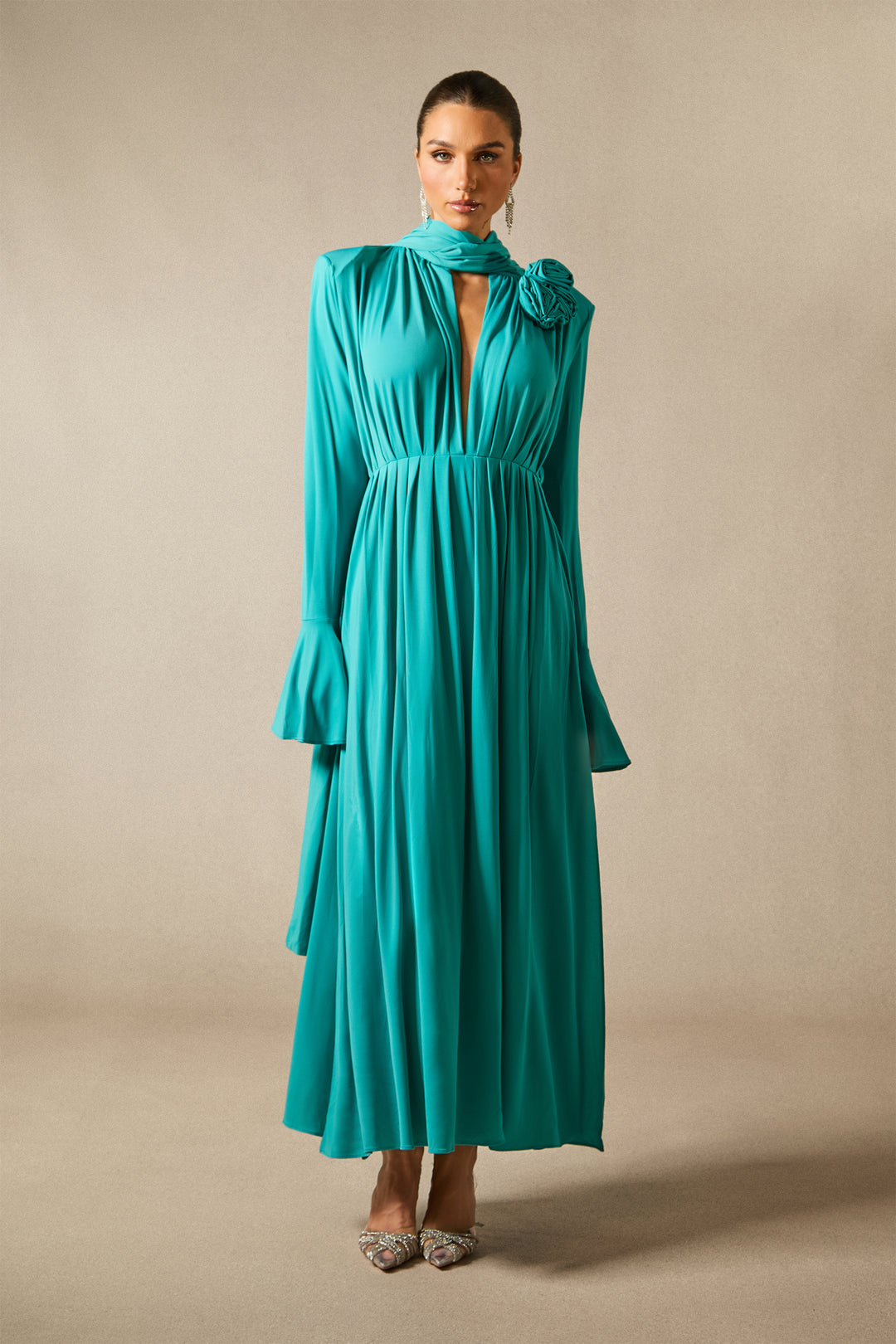 Plissiertes Oberteil Yedda Maxikleid - KYMA