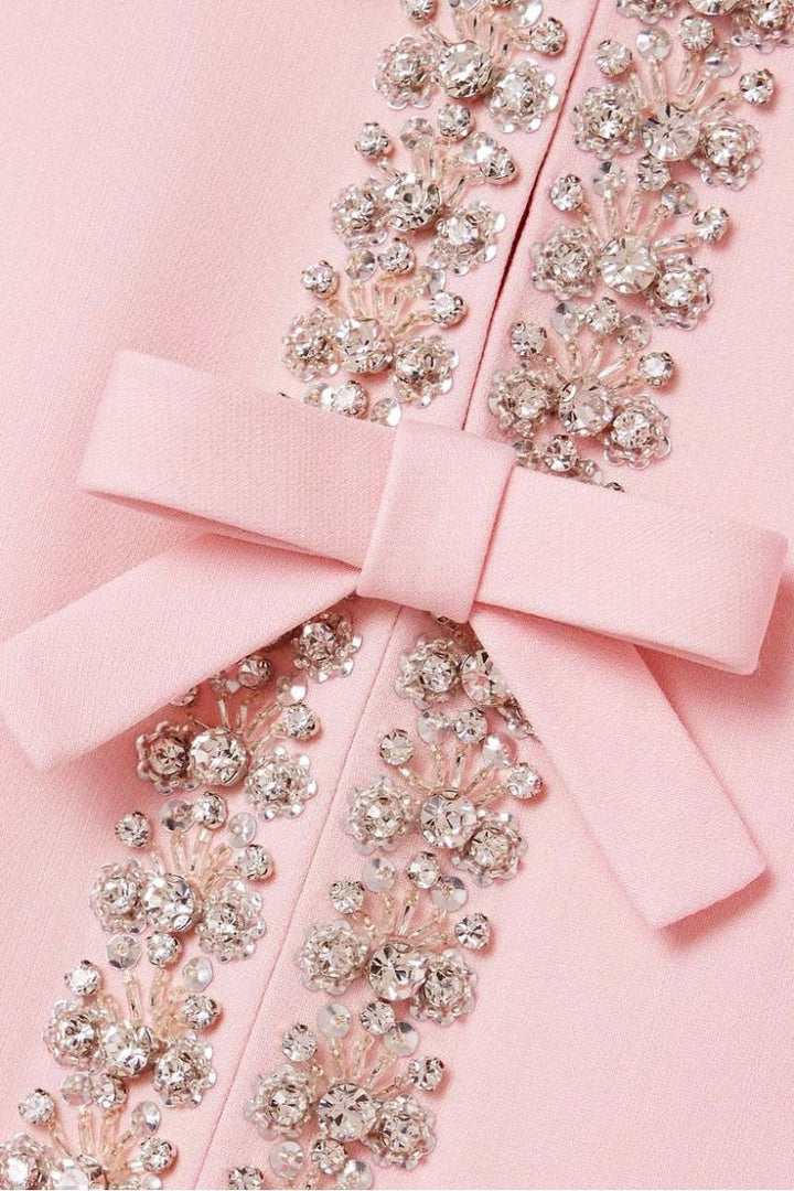 Zoe MIDI-KLEID MIT KRISTALLBESATZ UND SCHLEIFEN-DETAIL